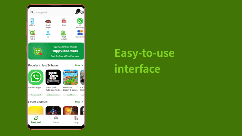 Easy-to-use HappyMod interface